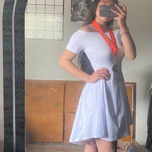 White, off the shoulder, cocktail dress